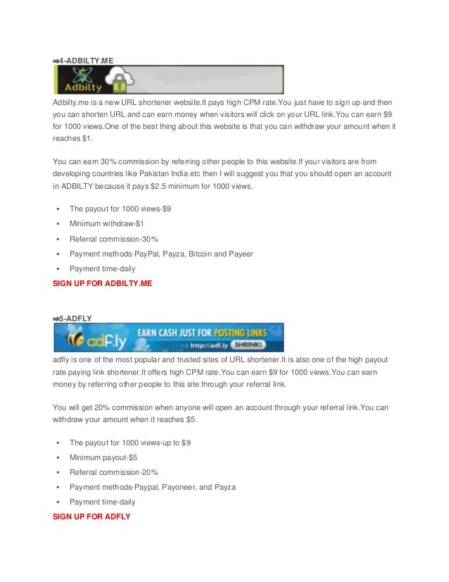 30 Highest Paying Url Shortener 2018 Best Url Shortener To Earn Money - 